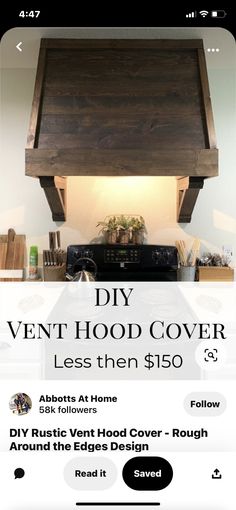 an advertisement for a vent hood cover on the appliance store's website