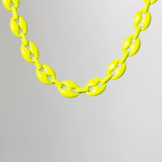 Neon Yellow Enameled Anchor Chain 18k Heavy gold plated clasps 11mm width Green Chain Link Necklace With Adjustable Chain, Green Adjustable Chain Link Necklace, Green Necklace With Adjustable Chain, Yellow Link Chain Jewelry, Green Link Chain Necklace For Gifts, Green Link Chain Necklace Gift, Green Link Chain Necklace As Gift, Trendy Yellow Chain Jewelry, Green Chunky Chain Necklace As Gift