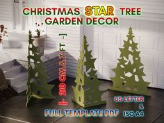 christmas star tree garden decor with full template and free cut file for use in the home or office