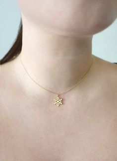 14K 9K Snowflake Charm Necklace, Solid gold necklace, Wintertime Pendant necklace, Winter Jewelry, Dainty Layering Necklace, Winter Jewelry, 9K Snowflake Necklace, FREE EXPRESS SHIPPING Dainty, minimalist necklace with a small snowflake pendant/charm made in 14K or 9K solid gold. We all are like a snowflake...All different in our beautiful way! Whisper...Let it snow! Hammered Disc Necklace: https://www.etsy.com/listing/596508774 -------------------------------------------------- D E T A I L S 14 Gold Snowflake Jewelry For Anniversary, Yellow Gold Snowflake Jewelry For Gift, Yellow Gold Snowflake Jewelry Gift, Gold Snowflake Jewelry For Gifts, Gold Snowflake Jewelry Gift, Gold Snowflake Necklace, Music Note Necklace, Dainty Necklace Layered, Sun And Moon Necklace