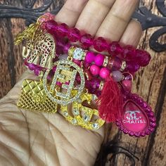 Beautiful Stretchy Bracelets With Charms Bedazzled Shoes Diy, Bracelets With Charms, Bedazzled Shoes, Shoes Diy, Stretchy Bracelets, Diy Shoes, Crafts Ideas, Womens Jewelry Bracelets, Pink White