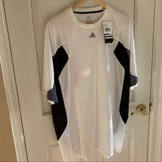 Mens Adidas Climalite Universal 2.010 Black Grey White Mesh Ss Tee Size Xl 100% Polyester **Although This Is A Nwt Shirt, Please See Pics...There Are Several Flaws, A Stain At Hem, And Slight Yellowing At Neck Line Adidas Short, Adidas Climalite, Mens Adidas, Adidas Neo, Training Shirts, Adidas Shirt, Athletic Shirts, White Mesh, Grey Adidas