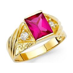 Special Mens CZ Ring of high quality stunning fashion jewelry in solid 14k Gold and Cubic Zirconia. Sought after gift of Men for any special occasion. Solid 14k Yellow Gold Red CZ Mens Ring Fashion Band Emerald CZ Stylish Diamond Cut Polished. Size: 11.  Color: Metal Type.  Gender: female.  Age Group: adult. Red 14k Gold Rings With Diamond Accents, Formal Gold Jewelry With Lab-created Ruby, Gold Signet Ring With Accent Stones For Formal Occasions, Formal Gold Signet Ring With Accent Stones, Elegant Red 14k Gold Signet Ring, Gold Rings With Diamond Accents And Lab-created Ruby, Gold Rings With Lab-created Ruby Accent Stones, Classic Gold Jewelry With Lab-created Ruby, Classic Gold Ruby Ring With Cubic Zirconia