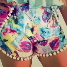 Nwt High Waisted Multicolored Pom Pom Shorts In Size Small. Super Comfortable And Adorable Shorts Colorful Summer Bottoms For Vacation, Multicolor Floral Print Bottoms For Summer, Multicolor Floral Print Summer Bottoms, Summer Floral Print Multicolor Bottoms, Multicolor Shorts For Summer Outings, Colorful Casual Bottoms For Vacation, Colorful Spring Bottoms For Summer, Casual Colorful Bottoms For Beach Season, Colorful Casual Vacation Bottoms