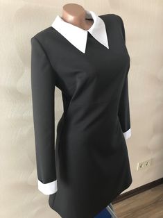 Wednesday addams dress Wednesday addams costume Black dress | Etsy Merlina Adams Dress, Wednesday Addams Doll Dress Pattern, Addams Family Dress, Wensday Addams Dress, Addams Costume Family, Wednesday Costume, Wednesday Addams Dress, Wednesday Addams Costume, Addams Dress