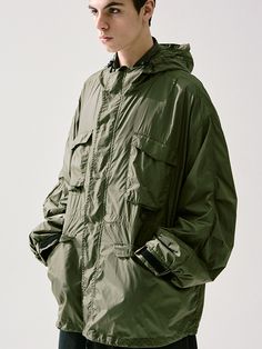 This is a casual and comfortable parka that is made out of high quality nylon 100% fabric. With design detail of voluminous flap pockets on the chest, 2-way zipper closure on the front, and string and stopper on the hem and hoodie, it gives a trendy and casual mood.- Water resistant fabric- Adjustable string and stopper on hem and hoodie- 2-way zipper closure- Voluminous flap pockets on the chest Utility Parka With Multiple Pockets, Solid Parka With Side Pockets For Outdoor Use, Solid Color Parka With Side Pockets For Outdoor Use, Functional Khaki Parka With Pockets, Khaki Techwear Parka With Pockets, Utility Windbreaker With Pockets For Travel, Utility Parka With Multiple Pockets For Outdoor, Khaki Parka With Side Pockets For Outdoor, Outdoor Utility Parka With Multiple Pockets