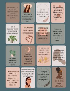 a poster with different types of women's faces and words on it, including the names