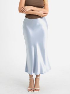 Silk-Like Satin Midi Slip Skirt Bias-Cut High Waisted Womens Skirt – OGLmove Chic Satin Bias Cut Skirt, Fitted Satin Finish Skirt For Spring, Chic Stretch Satin Skirt, Elegant Stretch Draped Skirt For Spring, Chic Satin Draped Skirt For Spring, Elegant Solid Draped Skirt For Spring, Elegant Draped Skirt For Spring, Elegant Satin Draped Skirt For Spring, Elegant Solid Color Draped Skirt For Spring