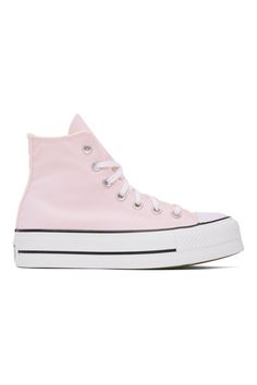 Pink Chuck Taylor All Star Lift Platform Sneakers by Converse on Sale Trendy Converse Canvas Shoes In Cotton, Pink High-top Canvas Shoes With Vulcanized Sole, Pink Mid-top Canvas Sneakers, Pink Canvas High-top Sneakers For Spring, Pink Low-top Cotton Sneakers, Pink Cotton Low-top Sneakers, Pink Canvas High-top Sneakers With Round Toe, Pink Sporty Canvas High-top Sneakers, Pink Canvas High-top Sneakers Sporty Style