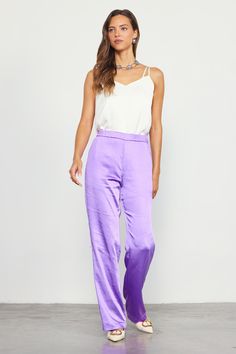 Simple yet sophisticated, these satin pants have a high waist and an easy straight-leg silhouette. The elasticized back waistband makes for an extra-comfortable fit. •Pull-on style •Clean front •Elasticized back waistband •Straight-leg silhouette Item number 73927 100% Polyester Straight Leg Pant, Satin Pants, Straight Leg Pants, Item Number, Comfort Fit, Straight Leg, High Waist, Pants For Women, High Waisted