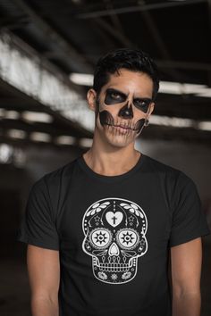 Man Skull Makeup, Face Paint For Men, Bikers Tattoo, Skull Face Makeup, Pelottava Halloween