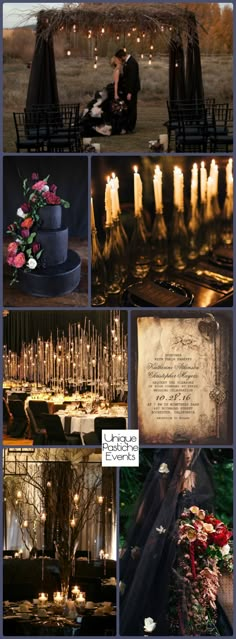 an image of a collage of pictures with candles and flowers on them, including two people