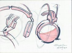 a drawing of some headphones on a piece of paper