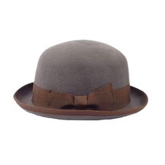 Wool felt bowler style hat with dome crown. Grosgrain ribbon band with side bow. Approximately 1.5" wide brim trimmed with ribbon. Adjustable drawstring in satin band. 100% wool felt. Formal Brown Brimmed Top Hat, Brown Boater Hat With Short Brim For Winter, Classic Brown Wool Top Hat, Brown Formal Boater Hat With Curved Brim, Formal Brown Boater Hat With Curved Brim, Formal Brown Felt Hat With Short Brim, Formal Brown Fur Felt Top Hat, Brown Fur Felt Top Hat For Formal Occasions, Brown Formal Felt Hat For Winter