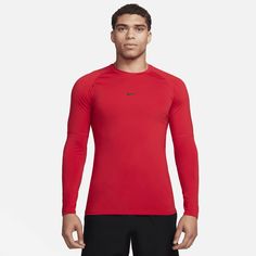 The Nike Pro collection means feeling confident in whatever stage of your workout journey you find yourself. This slim-fitting long-sleeve top has a smooth and stretchy feel for the sports and activities that you love. Nike Pro Collection, Workout Journey, Red Black Style, Fitness Top, Feeling Confident, Hem Design, Find Yourself, Sports Top, Mens Activewear