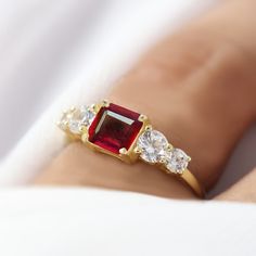 Wedding ring, Octagon ruby Engagement ring, July birthstone, AAA Ruby ring, Statement ring, ring for women, octagon ruby jewelry, Gold ring, Natural red rose ruby ring. *Other Similar Jewelry Available Here* https://www.etsy.com/shop/AreebaJewelry Details:- Gemstone - Ruby Stone Color Available - Natural Red Stone Setting - Prong Birthstone - July birthstone Quality - AAA Grade Stone Size - 5  MM Rize Size - 5 US TO 9 US Available Type - 100% Natural  Shipping service - Free worldwide shipping s Classic Lab-created Ruby Rings For Promise, Classic Promise Ring With Lab-created Ruby, Ruby Birthstone Promise Ring, Round Cut, Red Open Diamond Promise Ring, Ruby Birthstone Promise Ring Round Cut, Diamond Ruby Ring With Center Stone As Gift, Ruby Birthstone Promise Ring, Ruby Birthstone Open Ring, Fine Jewelry Ruby Diamond Ring Gift