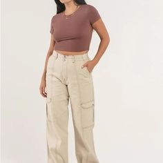 This Product Has Never Been Worn And Still Has The Tags On. Beige Cargo Style Bottoms, Style Wide Leg Pants, Low Rise Flare Jeans, Flare Denim Jeans, Corduroy Jeans, Cropped Flare Jeans, Y2k Jeans, Cropped Flares, Denim Flares