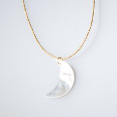 Moon Necklace - OIYA Threaded Necklace, Mother Of Pearl Pendant, Thread Necklace, Necklace Collection, Gold Threads, Moon Necklace, Handmade With Love, Pearl Pendant, Mother Of Pearl