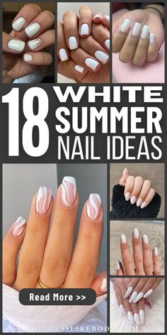 18 White Summer Nail Ideas White Nail Ideas, Palm Tree Nail Art, White Summer Nails, Seashell Nails, Daisy Nail Art, Tree Nail Art, Palm Tree Nails