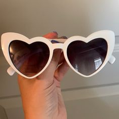 Great Condition Never Worn White Heart Sunglasses, Heart Shaped Sunglasses, Heart Sunglasses, White Heart, Sunglasses Accessories, Sunnies, Heart Shapes, Color White, Women Accessories