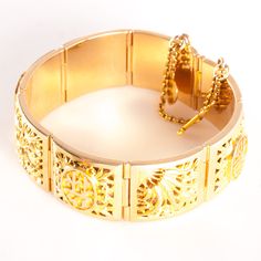 14k Yellow Gold Chinse Character Large Heavy Style Bracelet 67.45g 7" LengthMetal Information: 14k Yellow GoldTotal Weight: 67.45gBracelet Width: 20.5mmBracelet Length: 7"Estimated Retail Price: $11,700.00OUR PRICE: $9360.0046150 Fashion Bracelets, Yellow Gold, Bracelet, Yellow, Gold