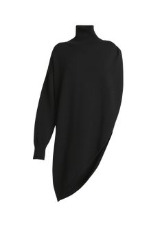 Find ALAÏA Turtleneck Asymmetric Cape Hybrid Wool Sweater on Editorialist. ALAIA hybrid knit cape sweater Turtleneck Long sleeve Relaxed fit Asymmetric hem Pullover style Wool Made in Italy Chic Evening Knit Sweater, Chic Knit Sweater With Asymmetrical Hem, Elegant Fitted Asymmetrical Sweater, Elegant Asymmetrical Sweater For Winter, Elegant Asymmetrical Winter Tops, Asymmetric Cape, Sweater Ideas, Cape Sweater, Sweater Turtleneck