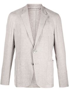 beige wool-silk-linen blend notched lapels front button fastening chest welt pocket two front patch pockets long sleeves buttoned cuffs English rear vents straight hem Blazer Beige, Tuxedo Suit, Ermenegildo Zegna, Welt Pocket, Mens Suits, Single Breasted, Men's Blazer, Linen Blend, Blazer Jacket