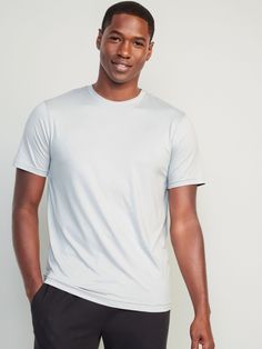 crew neck short sleeves go-dry cool wicks moisture and keeps you cool relaxed fit hits below waist model is approximately 6'1" and wears size m Basic Moisture-wicking Crew Neck T-shirt, Basic Breathable Crew Neck T-shirt, Functional Gray Moisture-wicking T-shirt, Gray Short Sleeve Athletic Activewear, Moisture-wicking Gray T-shirt Crew Neck, Gray Crew Neck T-shirt For Light Sports, Relaxed Fit Short Sleeve T-shirt For Light Sports, Gray Moisture-wicking Short Sleeve Activewear, Gray Athletic Fit Breathable T-shirt