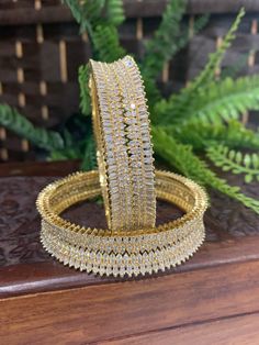 American diamond bangle in gold plated and clear stone. About one inch wide . Diamond Bangles, Indian Jewellery Design Earrings, Fairy Jewelry, Indian Jewellery Design, Jewelry Design Earrings, Design Earrings, Diamond Bangle, Clear Stone, American Diamond