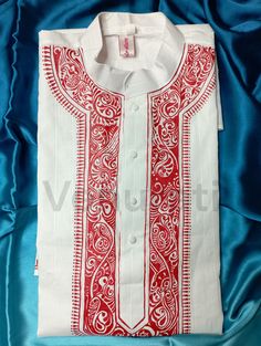 Hand painted Pure Cotton Kurta for Men's, Indian Style Men's Kurta Punjabi Hand Painted Punjabi For Men, Men's Indian Style, Fabric Paint Shirt, Fabric Paint Diy, Fabric Painting On Clothes, Men's Kurta, Cotton Kurta, Art Populaire, Painted Clothes