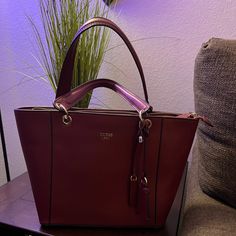 Never Used I Only Kept It Because The Color In Case I Need It, But I Am Making Space In My Closet Burgundy Satchel For Shopping, Elegant Burgundy Satchel For Errands, Chic Burgundy Satchel With Zipper Closure, Elegant Burgundy Satchel With Zipper Closure, Elegant Burgundy Bag With Zipper Closure, Elegant Burgundy Bag For Errands, Guess Tote, Bags Guess, Brown Tote Bag