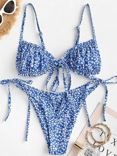 Ditsy Floral Bikini Set - AnotherChill Pretty Swimsuits, Swimsuit Inspo, Zaful Bikinis, Cute Bathing Suits, Summer Swim Suits, Summer Bikinis, Cute Swimsuits, Cute Bikinis, Beach Ready