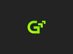 the letter g is made up of squares and rectangles in green on a black background