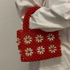 48472630198550 Flower Handbag, Flower Handmade, New Flower, Pearl Bag, Woven Tote Bag, Beaded Purses, Handmade Bag, Beaded Accessories, Beaded Material