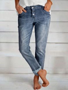 Casual Denim Jeans, Half Sleeve Blouse, Denim Patterns, Type Of Pants, Slim Fit Pants, Pocket Jeans, Casual Denim, Casual Fall, Casual Jeans