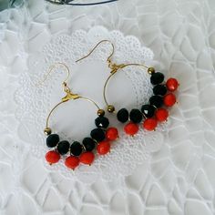 Beaded hoop earrings Statement big round earring Orange black earring Boho chic jewelry Gipsy hoop earrings Halloween earrings  jewelry Ear wire 18 carat gold (gilding) Closure hypoallergenic A fun black and orange beads hoop earring accessory for your upcoming Halloween party or the perfect gift for that one October obsessed friend you have :)  Comes in a cute little gift packaging. Size: Total Length : approx. 2.3inches/ 6cm (from top of ear wire to bottom of beaded hoop) Color: black and oran Black Earring, Round Earring, Spider Earrings, Jewelry Ear, Earrings Halloween, Bronze Earrings, Boho Chic Jewelry, Black Choker, Halloween Earrings