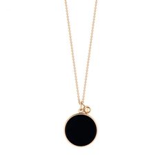 NECKLACE - Ever onyx round on chain | Ginette NY Luxury Classic Onyx Necklace, Minimalist Jewlery, Gold Skin, Black Onyx Necklace, Onyx Jewelry, Onyx Necklace, Dainty Bracelets, Onyx Ring, Rose Gold Necklace