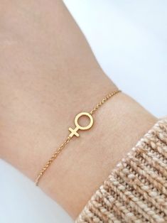 14K 9K Female Symbol Bracelet Solid gold bracelet Dainty | Etsy Hypoallergenic Round Gold Bracelet, Minimalist 14k Gold Charm Bracelet For Gift, Delicate 14k Gold Chain Bracelet, Simple Hypoallergenic Bracelets, Minimalist 14k Gold Charm Bracelet, Gold Modern Bracelets, Minimalist Yellow Gold Sterling Silver Charm Bracelet, Minimalist Yellow Gold Charm Bracelet As Gift, Minimalist Yellow Gold Charm Bracelet Gift