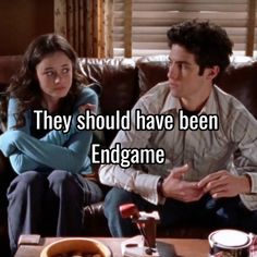 two people sitting on a couch with the caption they should have been endgame