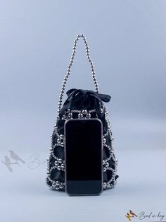 Bird in Bag - Faux Pearl Decorative Satchel Bag Trendy Evening Pouch Phone Bag, Trendy Evening Phone Pouch Bag, Elegant Shoulder Bag With Cell Phone Pocket For Shopping, Elegant Shopping Bag With Cell Phone Pocket, Chic Rectangular Bucket Bag With Cell Phone Pocket, Trendy Handheld Evening Phone Bag, Trendy Handheld Phone Bag For Evening, Elegant Handheld Phone Bag For Shopping, Chic Party Satchel Phone Bag