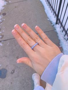 Pastel Blue and White Seed Bead Ring. This ring is made with elastic thread so it is stretchy and can stretch to fit various sizes so you can wear it on multiple fingers! This beautiful yet simple ring is the perfect feminine and minimalist accent to any outfit. Please pick your ring size using the drop down menu and I will handcraft your ring to those preferences.  Please note that these rings are made from beads whose color may fade over time from normal wear and tear. In order to keep your ring looking new and fresh, avoid wearing for very long periods of time and avoid contact with water and other substances such as lotion or soaps.  Thank you for your purchase! Seed Bead Ring, Elastic Rings, Preppy Coastal, Coastal Aesthetic, Blue Ring, Elastic Thread, Simple Ring, Long Periods, Handmade Rings