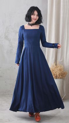 Embrace your inner medieval queen with this exquisite vintage-inspired gown, perfect for historical reenactments or themed events. ✨ 

SKU 3329 
Link in bio 

#MedievalElegance #RenaissanceFashion #HistoricalAttire #LinenDress #MaxiDress #Xiaolizihandmade Medieval Long Sleeve Dresses For Fall, Blue Medieval Dress With Long Sleeves, Blue Fitted Medieval Dress With Long Sleeves, Fall Medieval Dress With Fitted Style, Fitted Medieval Dress With Long Sleeves, Spring Medieval Fitted Dress, Fitted Long Sleeve Medieval Dress, Elegant Medieval Dress For Fall, Fitted Gothic Medieval Dress In Blue