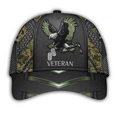 Product title: All Over Printed Veteran Cap, Military Hat For Men Shipping time = Processing time (3-5 days) + Delivery time ( 10-15 days) Product Features: - Premium Quality: Crafted from 100% polyester, this anti-wrinkle cap offers exceptional comfort, quick-drying properties, and lightweight feel, making it the perfect gift for military soldiers, veterans, dads, grandpas, and husbands on Veterans Day. - Comfort and Breathability: Featuring a classic curved brim design with ventilation holes, Camouflage Sports Cap, Veterans Day Snapback Baseball Cap For Outdoor, Adjustable Hat For Veterans Day Outdoor Events, Veteran Hats, Military Cap, Military Soldiers, Military Hat, Gifts For Veterans, Hat For Men