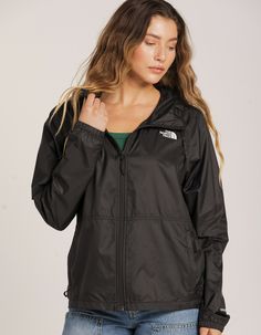 The North Face Cyclone 3 Jacket. Stitching On Left Chest. Stitching On Back Right Shoulder. Stitching At Hem On Left Sleeve. Zipper Closure. Drawstring Hood. Zipper Front Pockets. Elastic Sleeve Hem. 100% Polyester. Machine Wash. Imported. Jacket Stitching, Closet Inspiration, Front Zipper, North Face, The North Face, Stitching, Jackets For Women, Elastic, Zipper