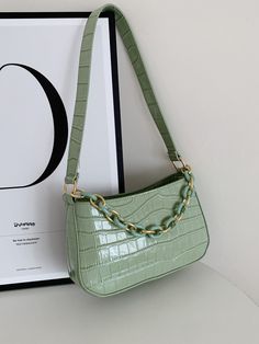 Crocodile Embossed Bag Handbag,Shoulder Bag Minimalist,Casual Solid Color,Crocodile Portable For Women, Rookies & White-Collar Workers,For Girl,For Woman Perfect For Office,Work ,Business,Commute Green Elegant   PU Leather Plain Square Bag   Women Bags, size features are:Bust: ,Length: ,Sleeve Length: Embossed Bag, Small Leather Bag, Green Handbag, Patchwork Bags, Baguette Bag, Backpack Tote Bag, Satchel Bag, Square Bag, Green Bag