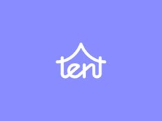 the word tent is written in white on a purple background with an outline of a tent