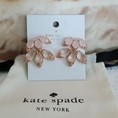 New....Not Used...Authentic Pastel Pink/Pink (Color) 14k Gold Plated Jacket Crystal Cluster Earrings .50" Drop 2-In-1 (Worn As Studs Or Statement) Post Back Closure Dustbag. Matching Cuff Is Also Available In My Closet.