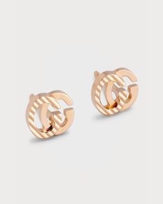 Gucci earrings    18karat rose gold    Signature GG design    For pierced ears    Made in Italy Gucci Earrings Studs Gold, Gucci Earrings, Gucci Bracelet, Gucci Jewelry, Gold Earrings Studs, Gold Studs, Pierced Ears, 18k Rose Gold, Jewelry Sales