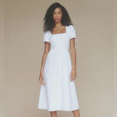 Headed To Consignment Soon. Last Chance To Purchase On Posh. Brand New With Tags. Sized Up But Wish I Didn’t, Fits Tts. Model Wears Size 2 Price Is Firm Due To Pm 20% Fee Nyc Fitted Square Neck Midi Dress For Daywear, Classic Midi Length Dress For Brunch, Classic Midi Dress For Brunch, White Empire Waist Midi Dress For Daywear, Classic Dress With Fitted Bodice For Daywear, White Fitted Midi Dress For Daywear, White Midi Dress With Straight Neckline For Daywear, White Dress With Straight Neckline For Daywear, Classic Empire Waist Dress For Daywear