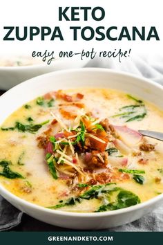 a bowl of keto zuppa toscana soup